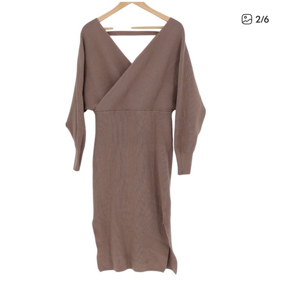 Cappuccino Wrap Sweater Dress - Picture 2 of 7